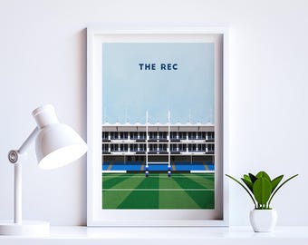 Bath Rugby Print - The Rec Stadium - Plakat artystyczny w formie prezentu dla fanów rugby