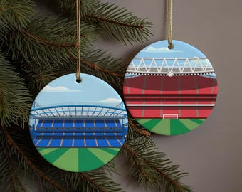 Beliebige Fußball-Stadion Illustration auf Weihnachtsbaumkugel Keramik Dekoration