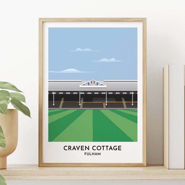 Fulham - Craven Cottage - Illustrated Art Poster - Anniversary Gifts for Boyfriend - Gift for Her