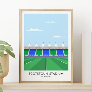 Glasgow Rugby Art Print - Scotstoun Stadium Poster - 50th Birthday Gift for Him - Rugby Fan Present