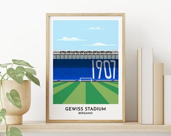 Atalanta - Soccer Poster - Gewiss Stadium - Stadio di Bergamo - 30th birthday gift for him - Gift for Men