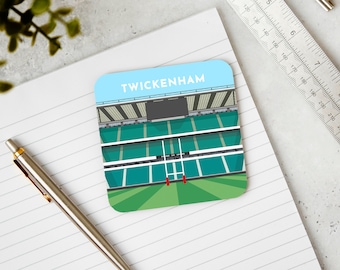 England Coaster Gift - Twickenham Stadium Rugby Art Print Drinks Mat - Rugby Gifts for Him Her - Stocking Filler Gifts