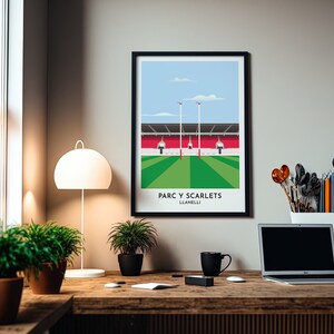 Llanelli RFC, Parc Y Scarlets Illustrated Art Poster, Welsh Gifts for ...