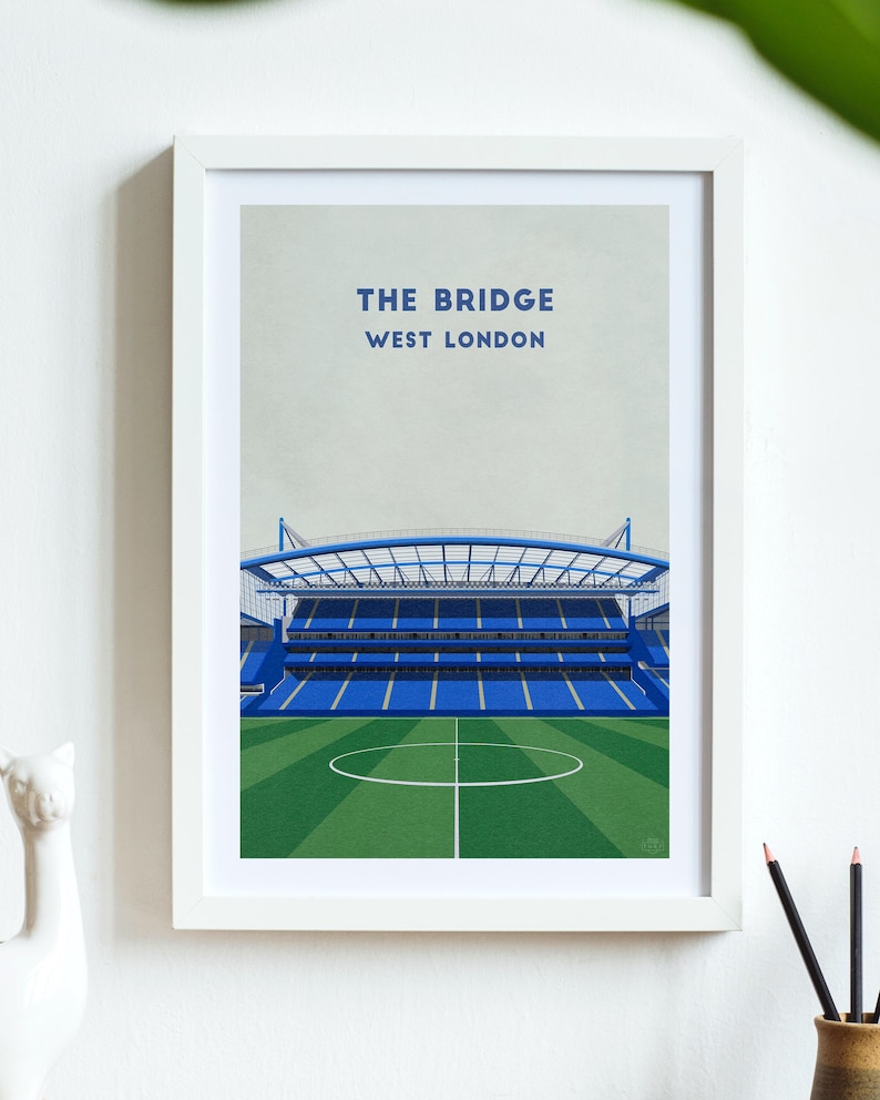 Chelsea Football Stadium Retro Print – Minimalist Football Poster Wall ...