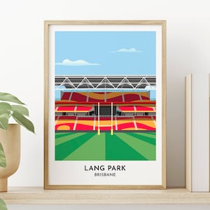 Brisbane Broncos - Lang Park - Regali di rugby - Stampa contemporanea - Regalo per uomo - Poster - Stadio di rugby - Regalo su misura - Regalo per tifosi di rugby