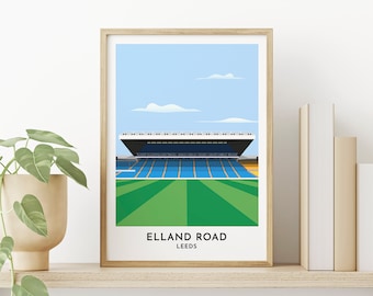 Leeds - Elland Road Print - Football Stadium Poster - Contemporary Football Art - Gift for Him - Yorkshire Gift