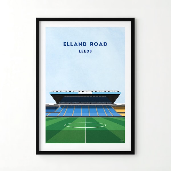 Leeds Football Stadium Poster - Elland Road Wall Art for Fans, Minimalist Sports Print Gift