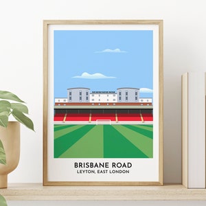 Leyton Orient Print Post Card Art, Brisbane Road Stadium East London, Illustrated Print for Trendy Football Fan