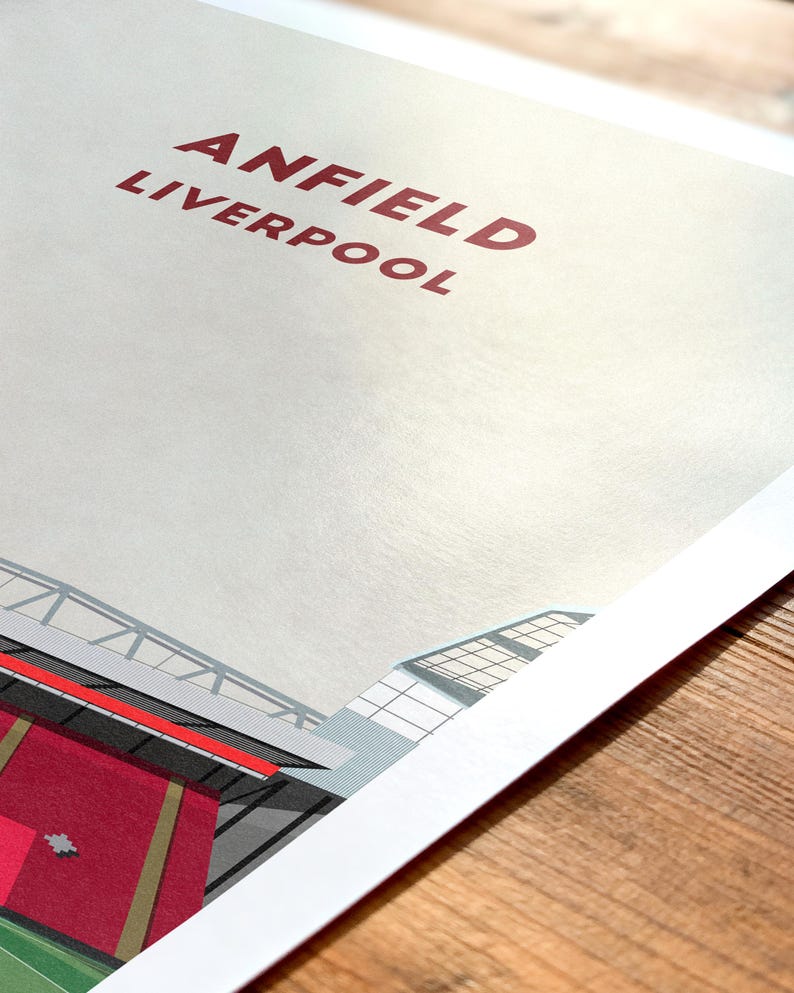 Anfield Liverpool Football Print – The Kop End Poster - Retro Soccer Gift for Fans - Personalise + Frame Options image 2