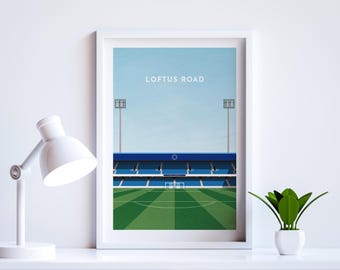 QPR Football Stadium Loftus Road Kunstdruck - gerahmt oder ungerahmt - Ideales Geschenk für Fußballliebhaber - schnelle Lieferung in Großbritannien