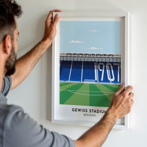 Illustrazione dello stadio di calcio dell'Atalanta, stampa artistica dello stadio Gewiss Stadio di Bergamo, poster di calcio italiano, A4 A3 A2 A1 con cornice o senza cornice