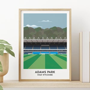 Wycombe Football Print - Adams Park Stadium Art - Buckinghamshire Gifts - 40th Birthday Gifts for Him