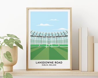 Impression d'art rugby Irlande - Illustration du stade Lansdowne Road - affiche Aviva Stadium Dublin - cadeaux 40e anniversaire pour lui et elle