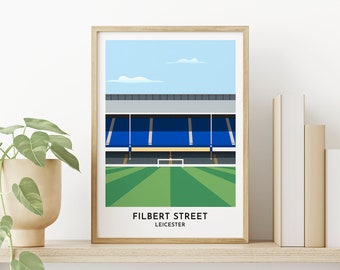 Leicester - Filbert Street Stadium - Contemporary Illustrated Print - Gift for football fan - Leicester City