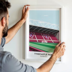 Stampa regalo Heart of Midlothian, poster dello stadio di football di Tynecastle, opera d'arte contemporanea in stile sportivo, con e senza cornice