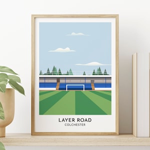 Colchester United Stadium Art Print - Layer Road Illustration - 50th Birthday Gift for Him Her - Usher Gifts