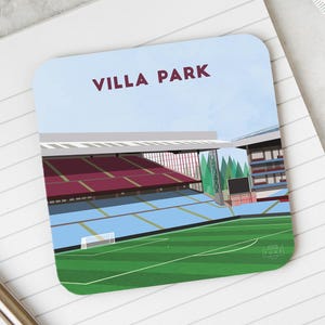 Posavasos del Aston Villa: Ilustración del estadio Villa Park, artículos para el hogar para aficionados al fútbol (opción de personalización)