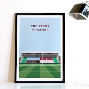 Harlequins Rugby Print: The Stoop Stadium Retro Modern Poster, Framed or Unframed