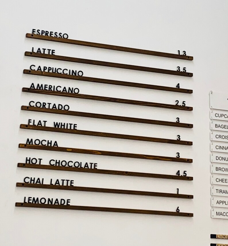 Letter Board Menu With Wooden Rails Acrylic Letters Wooden Etsy