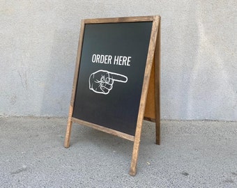 Custom A Frame Sidewalk Chalkboard Sign - Wood Sandwich Sign - Personalized Erasable Sign - Wedding Sign - Opening Hours -Frame Folding Sign