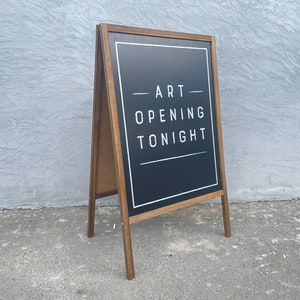 Custom A Frame Sidewalk Chalkboard Sign Wood Sandwich Sign Personalized Erasable Sign Wedding Sign Opening Hours Frame Folding Sign image 3