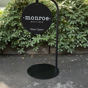 Standing Outdoor Sign Sidewalk Round Sign Pavement Signage Custom Metal Round Sign Personalized Small Business Sign Cafe Sign image 3