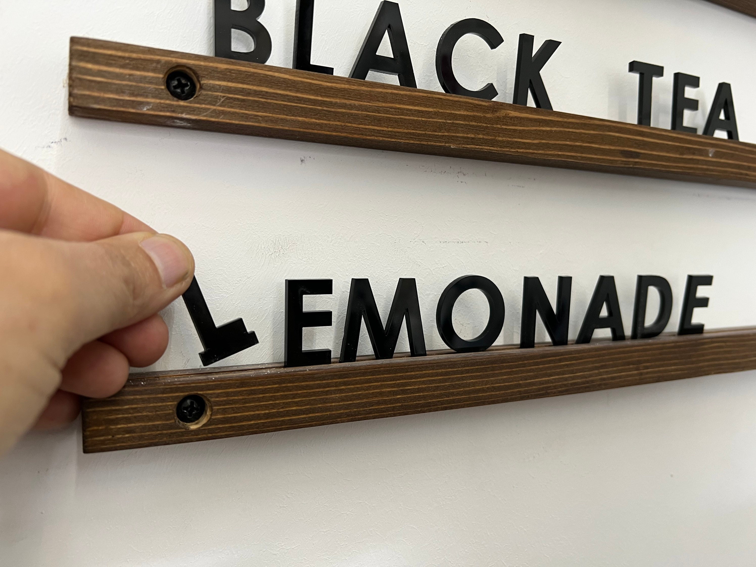 Letter Board Menu With Wooden Rails Acrylic Letters Wooden Etsy