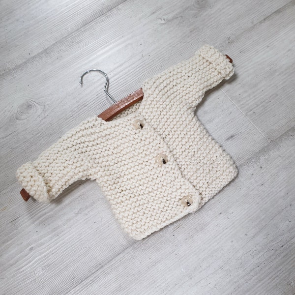 Baby knit chunky cardigan pdf knitting pattern for beginners, 0-2 years
