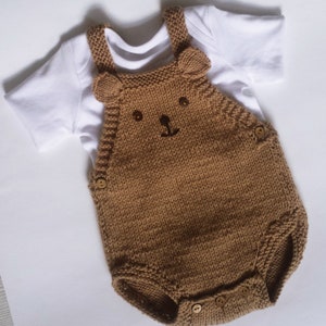 Baby Bear Knitted Romper, pdf knitting pattern, 0-2 years