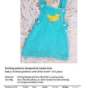 Baby Chick Aran Stickad Pinafore, pdf stickmönster, 0-3 år bild 8