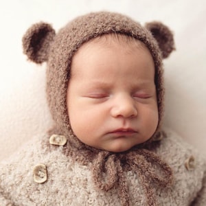 Baby Bear Knit Bonnet 0-12m, PDF Knitting Pattern