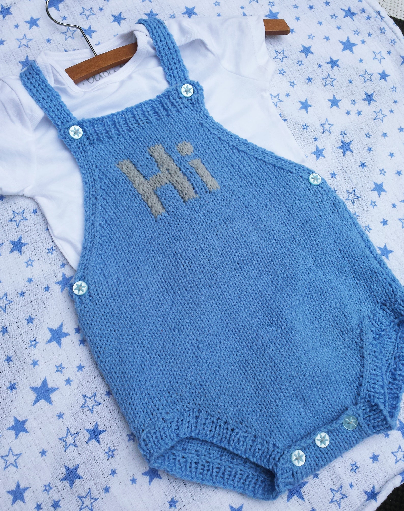 Say Hi Knitted Baby Romper Pdf Knitting Pattern 02 Yrs Etsy