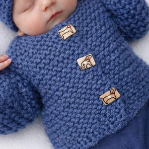 Cárdigan grueso de punto para bebé, patrón de tejido en PDF para principiantes, 0-2 años