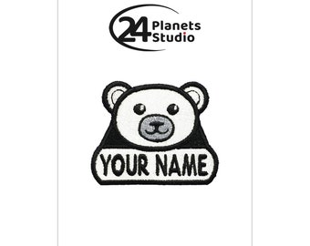 Small Polar Bear "Your Name" Iron on Patch by 24PlanetsStudio