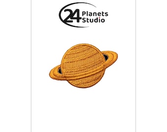 Small Saturn Copper Vintage Style Iron on Patch by 24PlanetsStudio
