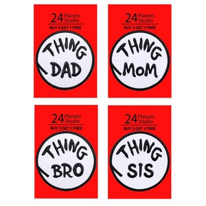 Iron on Patch - Thing DAD Thing MOM di 24PlanetsStudio (dimensione 3.1 pollici) Thing 1 Thing 2