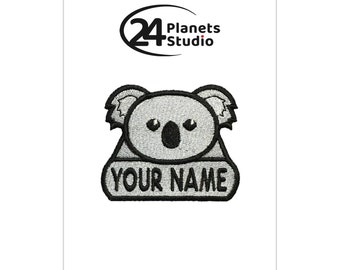 Small Koala "Your Name" Iron on Patch by 24PlanetsStudio