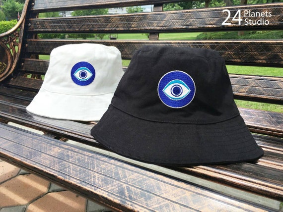 Evil Eye Embroidered Bucket Hat by 