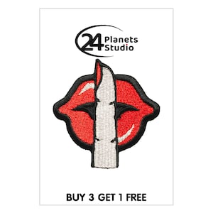 Shhh#101 Red Lips Red Kiss Iron on Patch by 24PlanetsStudio