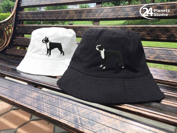 Boston Terrier Dog Embroidered Bucket Hat by 24planetsstudio