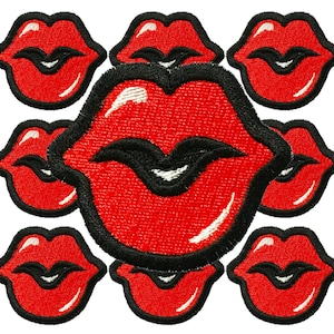 Red Lips Red Kiss Iron on Patch by 24PlanetsStudio