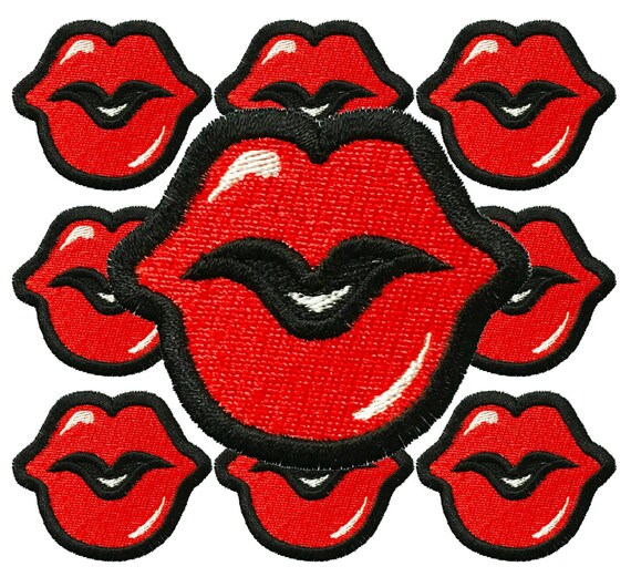 Red Lips Red Kiss Iron on Patch by 24planetsstudio | Etsy