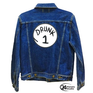 Large Iron on Patch - Drunk 1 Drunk 2 by 24PlanetsStudio (7 inches)