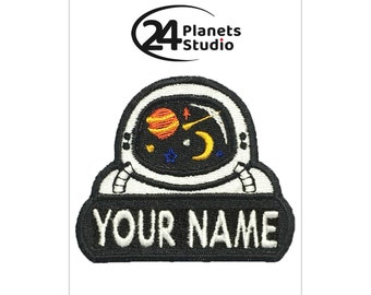 Astronaut Custom Personalized Iron on Patch by 24PlanetsStudio Your Text Custom Made DIY