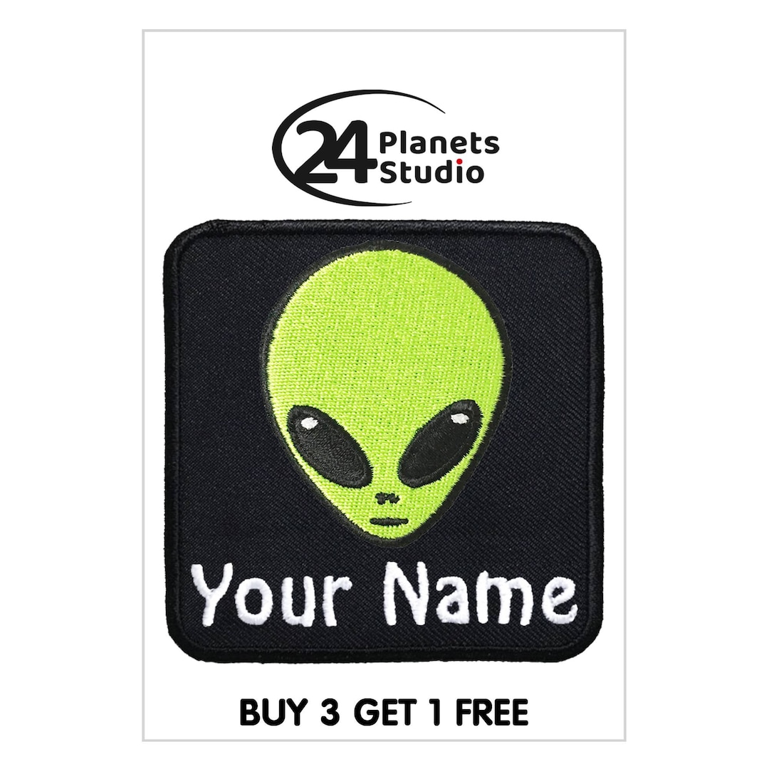 Alien Head Custom Personalized Iron on Patch by 24planetsstudio Patches ...