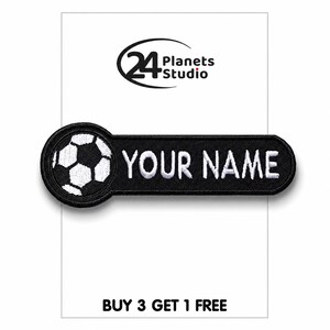 Parche termoadhesivo personalizado de balón de fútbol de 24PlanetsStudio Patches, parche bordado personalizado, etiqueta con nombre personalizada