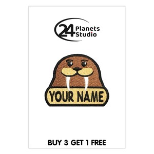 Small Walrus "Your Name" Iron on Patch by 24PlanetsStudio