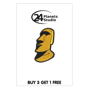 Small Golden Moai Iron on Patch by 24PlanetsStudio
