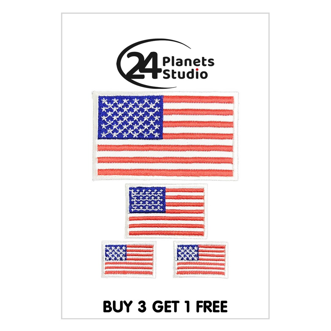 USA Flag Patches (2-Pack) American Flag Embroidered Iron On Patch