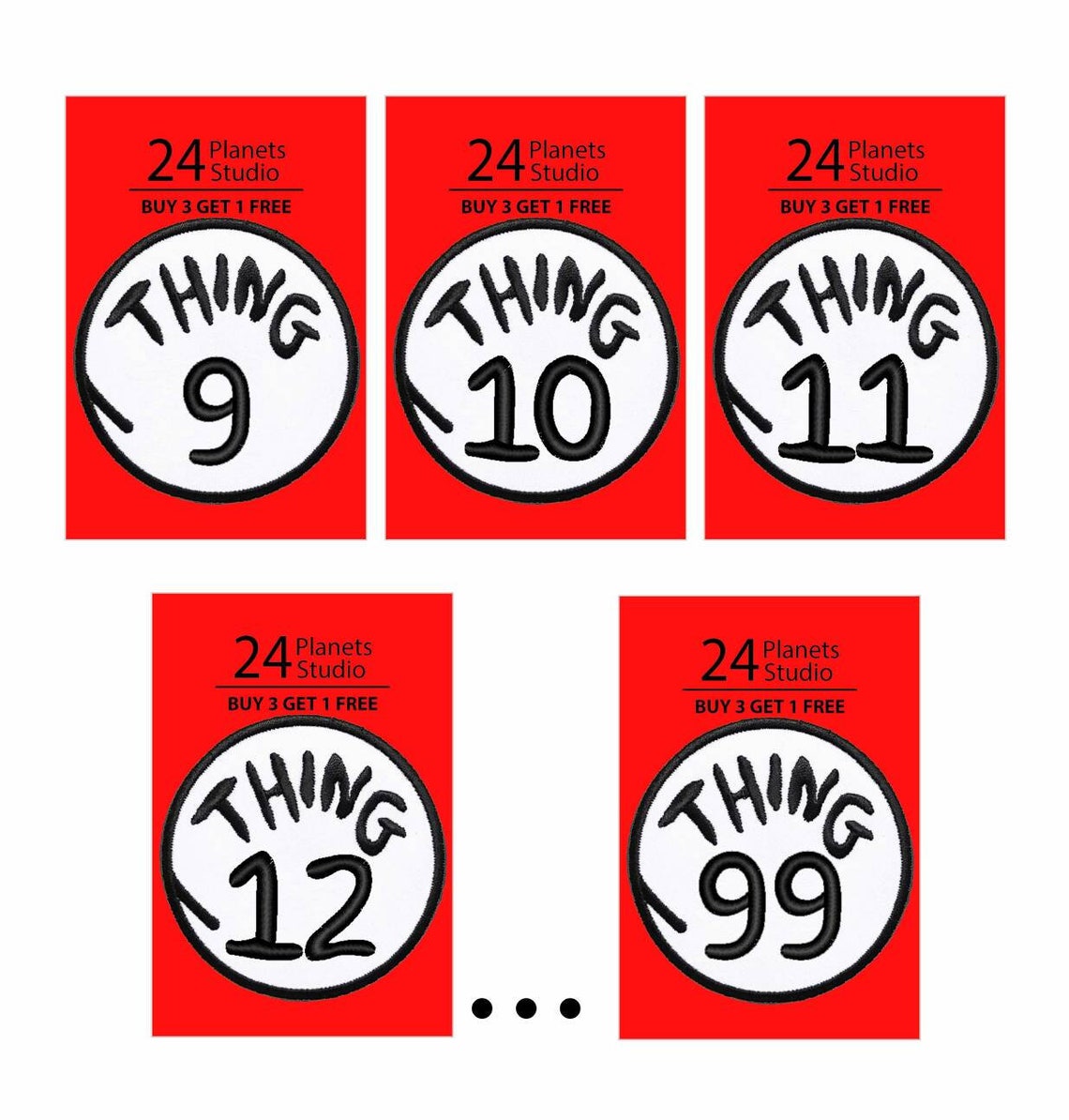 Large Iron on Patch Thing 1 Thing 2 by 7 Etsy